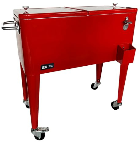 AXI Retro Getränkekühler | Kühlwagen/Kühler mit Rollen - 76 Liter | Fahrbare Kühlbox in diversen Farben für den Garten/Outdoor.