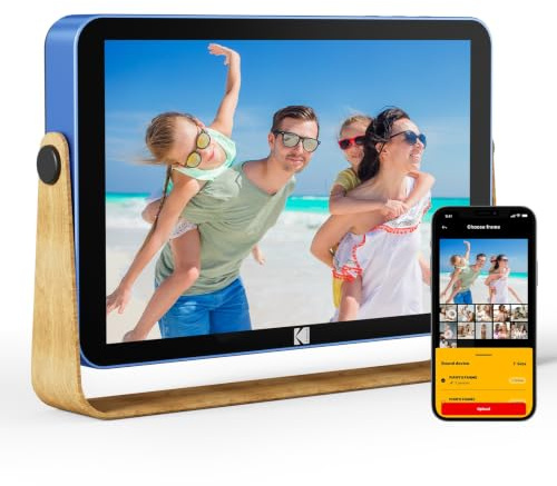 KODAK Digitaler Bilderrahmen mit Akku, WLAN Digitale Fotorahmen 10.1 Zoll | HD IPS Touchscreen, 32 GB Speicher, Smart Elektronischer Bilderrahmen teilt Fotos und Videos über eine App mit der Familie
