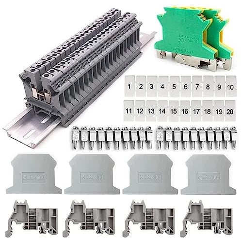 Udbrud Reihenklemmen Hutschiene, UK 2,5 Durchgangsklemme Klemmleiste Kit Hutschiene Klemme für Anschlussblöcke Elektrisch Geeignet für Automatisierungsprojekte, Garage, DIY Projekte