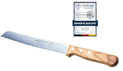 Neustanlo | Brotmesser Olivenholz 2,0 mm Rückenstärke mit Welle Made in Solingen