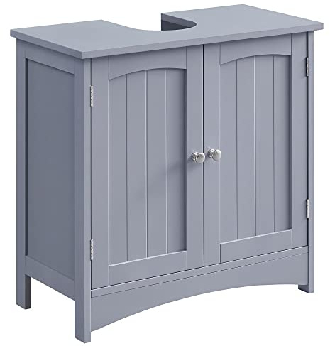 VASAGLE Waschbeckenunterschrank, 2 Türen, 30 x 60 x 60 cm | Unterschrank, Badezimmerschrank, Badschrank, höhenverstellbare Ablage, mystisches Grau BBC001P36