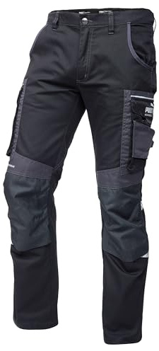 PUMA Workwear Precision X - Arbeitshose Herren - Premium Arbeitskleidung mit vielen Taschen und verstärkten Kniepartien - Funktionshose mit Stretch für Handwerk und Baugewerbe - Schwarz/Anthrazit - 50