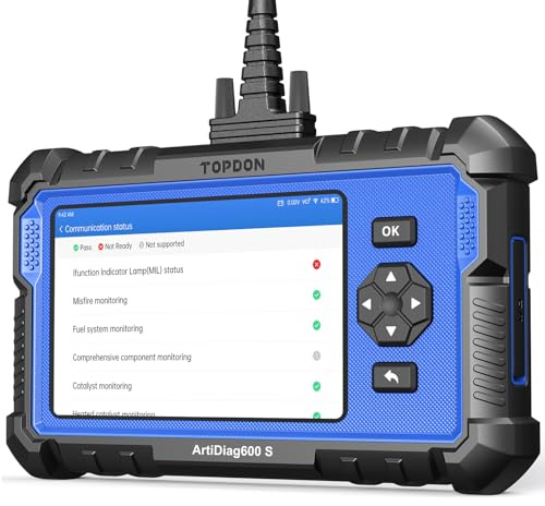 TOPDON AD600S OBD2 Diagnosegerät Auto,4 Systemdiagnosen,9 Servicefunktionen | Systemdiagnosen ABS SRS Motor und Getriebe, Öl/BMS/ABS/DPF/TPMS/SAS/Bremsen-Resets, Lebenslange kostenlose Upgrades