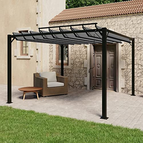 Pavillon mit Lamellendach, CIADAZ Faltpavillon, Pergola, Partyzelt, Standmarkise, Sonnenzelt, Garten Pavillion, Grillpavillon,3x3 m Anthrazit Stoff und Aluminium