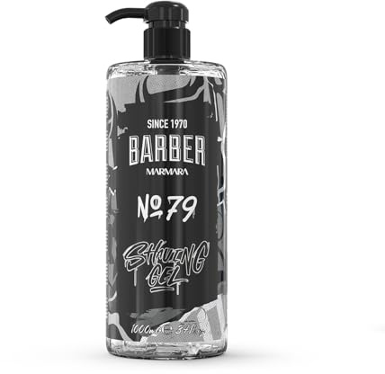 Barber Marmara No.79 Transparent Non-Foaming Shave Gel with Pump 1L | Professional Turkish Barber Quality for Precision Shaving. Ideal for Beard Contours, Neckline and Close Shaves.