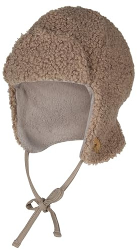 Sterntaler Fliegermütze aus Teddy mit Ohrenklappen und Bindebändern – gefüttert mit Baumwollfleece – Jungen – warm und weich – Mütze für Baby und Kinder, braun, Größe 53