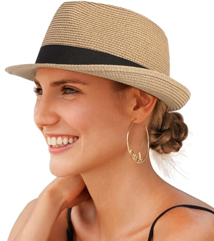 Creekstone Sonnenhüte für Damen Fedora & Trilby-Hüte für Herren Sommer Strohhut (DE/NL/SE/PL, Alphanumerisch, M, Khaki)