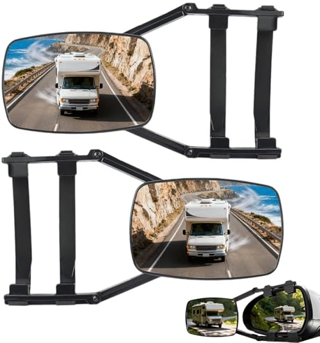 Wohnwagen Spiegel Auto, 2 Stück Universal Außenspiegel, Auto Doppel Seitenspiegel, Außenspiegel für Wohnmobile, für Alle Gängigen Fahrzeugtypen, Drehbar und Zusammenklappbar