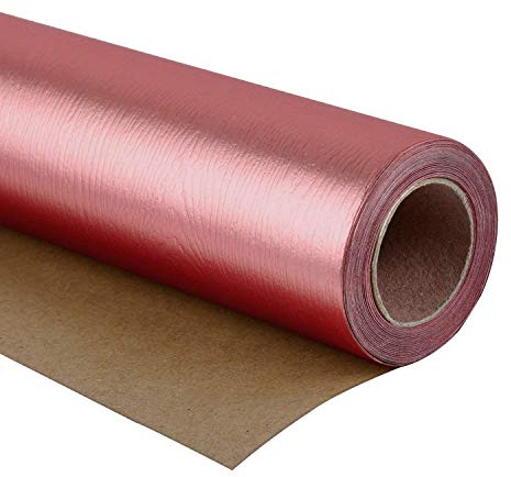 RUSPEPA Geschenkpapierrolle - Premium Eco-Friendly Holzmaserung Basics - Glossy Gold Rose Für Geburtstag, Urlaub, Hochzeit Geschenkpapier - 76 cm X 5 m