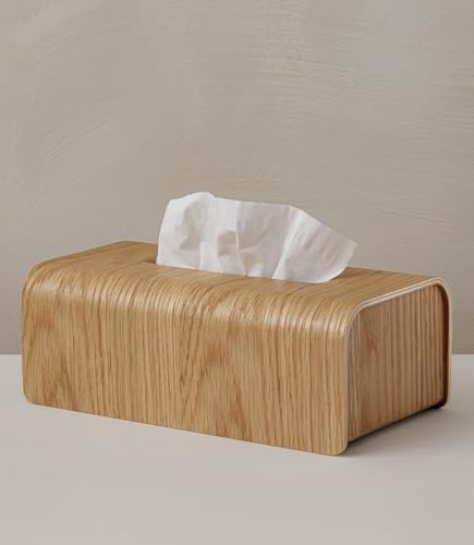 Kazai. Taschentuchbox 'Toke' | Echtholz-Veneer, FSC-Zertifiziert | Nachhaltige Kosmetiktücher-Box in skandinavischen Design | Eiche