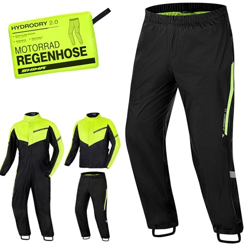 SHIMA HYDRODRY 2.0 Motorrad Regenbekleidung Hose Wasserdicht Reflektierend Damen Herren Set für Regenkombi Waterproof Regenschutz Atmungsaktiv Motorradkombi (Hosen Unisex, Fluo, XL)