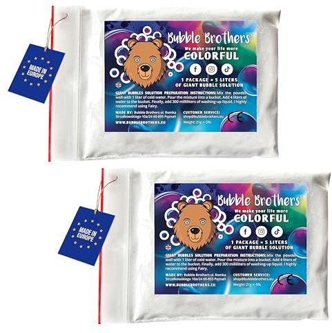 Bubble Brothers Seifenblasenflüssigkeit für Riesenseifenblasen 2 x 5 Liter Seifenblasen Nachfüllflasche Grosse und Stabile Seifenblasen Pulver Seifenwasser Seifenblasenlösung Giant Bubbles