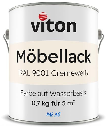 Viton Möbellack - 0,7 Kg (0,6 L) - Seidenmatt Weiss - Möbelfarbe auf Wasserbasis - RAL 9001 Cremeweiss