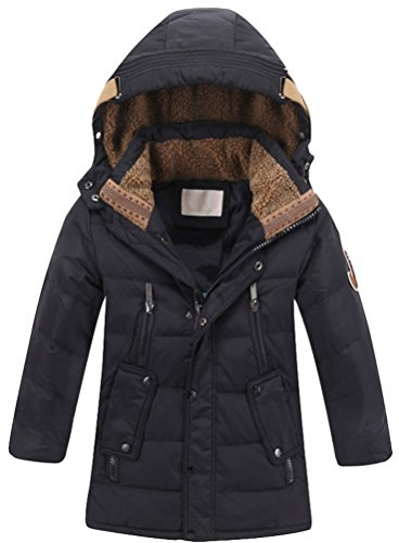 Vogstyle Jungen Winterjacke mit Kapuze Jacken Blouson Kinder Kapuzenparka Warm Blouson Wintermantel
