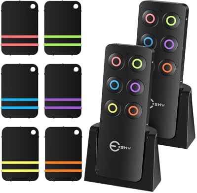 Schlüsselfinder, Esky Key Finder mit 2 RF Sender, schlüsselfinder anhänger mit 6 Empfängern, Haustier Tracker, Wallet Tracker klein, Geschenk für Eltern, Geburtstag, Weihnachten, Vatertag, Muttertag