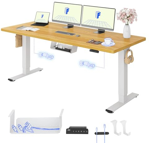 FLEXISPOT Höhenverstellbarer Schreibtisch mit 2 Motoren & 25MM EINTEILIGER Tischplatte 180x80 cm, Ergonomischer Bürotisch Elektrisch mit Kabelmanagement, Memory Funktion & Höhenanzeige
