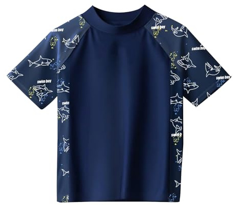 PAEHUIMT Badeshirt UV Kinder Jungen, Badebekleidung Kurzarm, Kleidung Junge, Schwimmshirt, Hai-Muster