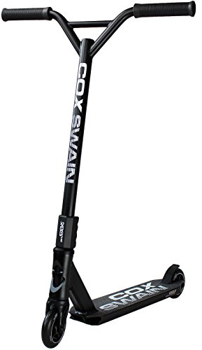 Cox Swain Stunt Scooter X-385, SCS-Kompression, CNC Fork, 100mm PU/Alu Rollen, ABEC 9, Kinder + Erwachsene, Anfänger + Profis, super stabil - Schwarz