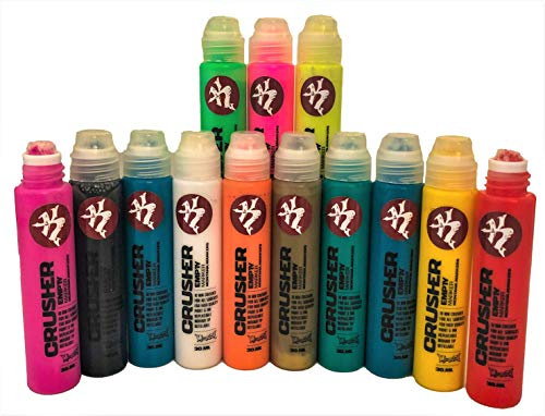 klamottenstore Graffiti Stift Squeezer Marker Kunst Hobby Gestaltung farbintensiv hochdeckend permanent wasserfest einzeln wiederbefüllbar mit austauschbarer Mine 30ml Inhalt (Raben-schwarz)