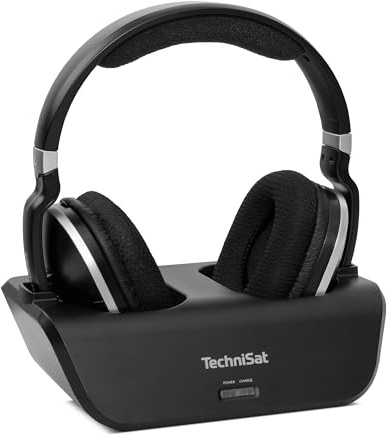 TechniSat STEREOMAN 2 V2 - kabelloser 2,4GHz Funkkopfhörer (für Fernseher und Musikanlagen, mit Dockingstation, AUX-in, Audio Eingang optisch) schwarz