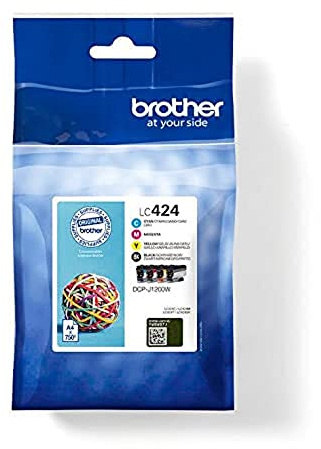 Brother Original LC-424VAL Tintenpatronen Value Pack DCP-J1200DW (bestehend aus 4 Tintenpatronen: Schwarz, Cyan, Magenta, Gelb) LC424VAL Standard