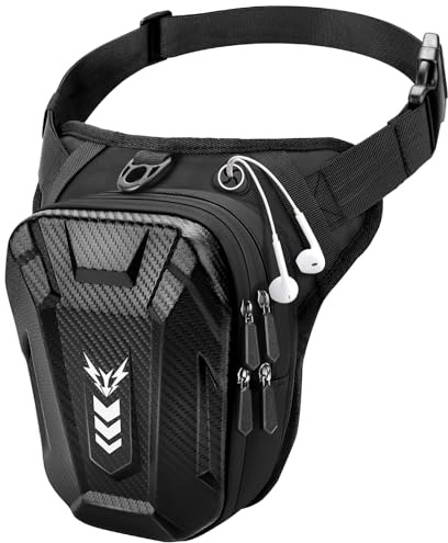 Rolgno Beintasche Motorrad, Bauchtasche Gürteltasche Herren Damen, [Erweiterter Stauraum] Oberschenkeltasche, Reflektierende Streifen & Verstellbarer Beinriemen Top-Cases für Radfahren Wandern