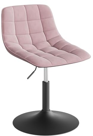 WOLTU Schminktisch Stuhl Hocker für Schminktisch, Schlafzimmer & Esszimmer - Höhenverstellbar, 360° Drehbar mit Rückenlehne, aus Bequemer Samt, Rosa, BH300rs-1