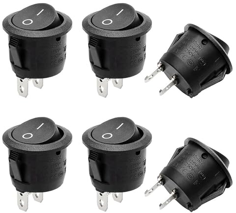 Kryzulax 6 Stück 12V Kippschalter,Kippschalter Rund,Mini 2 Polig Wippschalter,2 Polig EIN/AUS SPST Switch 10 A/125V,6 A/250V,Für Lichtschalter Wohnmobil Auto Motorrad Truck Jeep Off Road Boat Marine