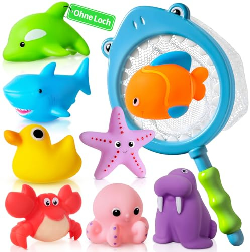Ohne Loch - Badespielzeug Baby ab 1 2 3 4 Jahr, Wasserspielzeug Kinder Badewannenspielzeug Pool Schwimmbad Spielzeug ( Schimmelfreies 9 Stück )