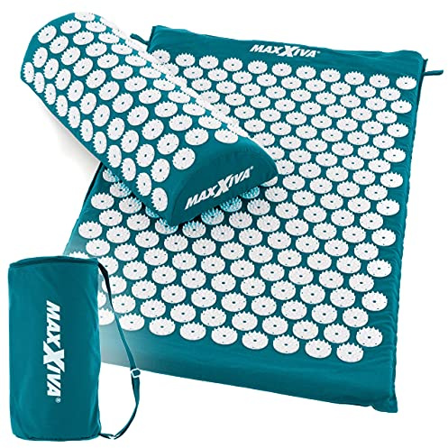 MAXXIVA® Akupressur Matte 75 x 42 cm mit Kissen mit Tragetasche Yantramatte Fakirmatte Durchblutung Massage