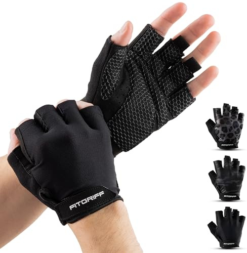 Fitgriff® Trainingshandschuhe für Damen und Herren - Fitness Handschuhe für Krafttraining, Kraftsport, Training, Gym, Workout, Lifting Gloves (Black, 8)