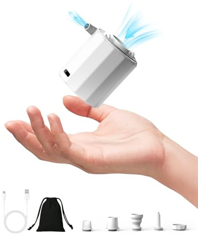 Rantizon Tiny Electric Air Pump, for Airbeds and Inflatable Toys, Swimming Rings, Airbeds, Portable Device with Bottom Light