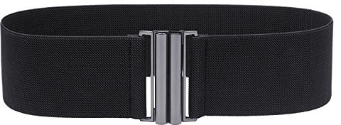 Syuer Damen Breiter Elastischer Taillengürtel Cinch Gürtel Trimmer Stretchbund (L-XL (76-91cm), Schwarz (Schnalle schwarz))