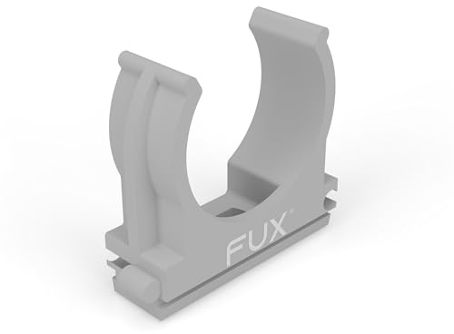 FUX 10 Stück Rohrschellen Klemmschellen M16-M50, 16mm-50mm Rohrhalterung Rohrclip Kunststoff für Isorohr, Stangenrohr, Kabel Leerrohr anreihbar und zum Festschrauben geeignet (M16, 16mm Lichtgrau)