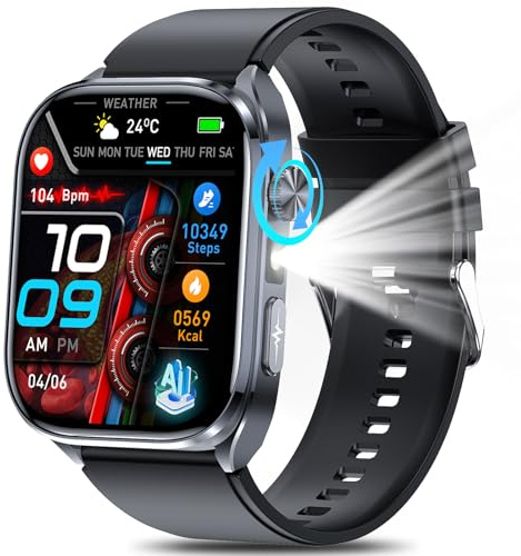 2026 AI-GPT Smartwatch Herren mit EKG blυtdruckmessung Gesundheitsuhr ΒΙυtｚυcker 2.0HD Fitnessuhr Pulsuhr HRV Herzfrequenz,SpO2,Schlafanalyse,Apnoe-Monitor,Harnsäure,Bluetooth-Anruf,SOS,IP68,Licht