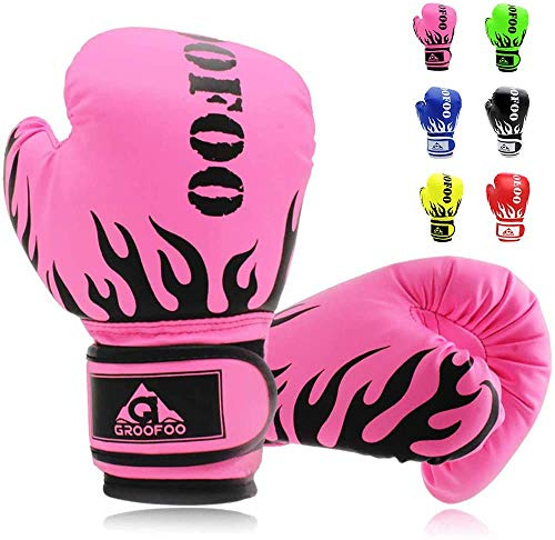 GROOFOO Boxhandschuhe Kinder 4oz 6oz, Boxhandschuhe 3–14 Jahre für Boxsack, Training & Kampfsport, MMA, Muay Thai, Kickboxen & Kampfsport