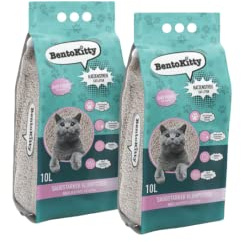 BentoKitty Katzenstreu (20L, 2er Pack) mit Babypuder Duft, Klumpend, weiß, feinkörnig, Klumpstreu aus Bentonite, für Sensitive Katzenpfoten geeignet, Saugstark, Geruchsbindend