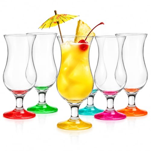 6 Cocktailgläser Mix 480ml Hurricane Cocktailglas Longdrinkgläser Eisgläser