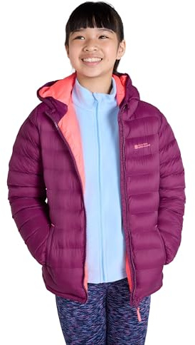 Mountain Warehouse Seasons Steppjacke für Kinder - Ultraleichte, warme, wasserdichte Steppjacke. Jungen & Mädchen Jacke mit Kapuze & Reißverschluss - Frühling, Sommer Beere Kinder 152 EU (11-12 Jahre)