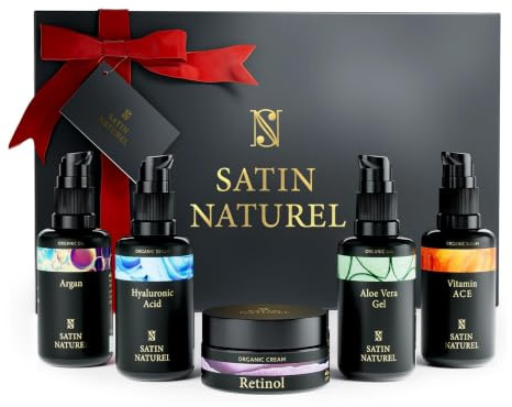 Satin Naturel Geschenkset für Frauen, 5 Bio-Minis 5x30ml | Fünf Bio-Pflegefavoriten im Reiseformat - verwöhnendes Geschenk zum Verschenken.