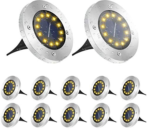 GREPRO Solarlampen für Außen 12 Stück, 12 LEDS Solar Bodenleuchten Aussen, IP65 Wasserdicht Solarleuchten für Außen für Rasen/Auffahrt/Gehweg/Patio/Garden Solarleuchte