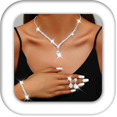 Zoestar Brautschmuck-Set für Hochzeit, Strass, Halskette, Ohrringe, Armband, formeller Modeschmuck für Damen