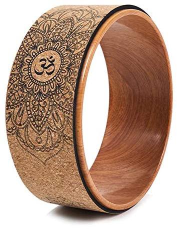 Seprendi Kork Yoga Rad für Yoga Posen und Backbends Inversions Holzoptik und Mandala Print Yoga Prop Wheel