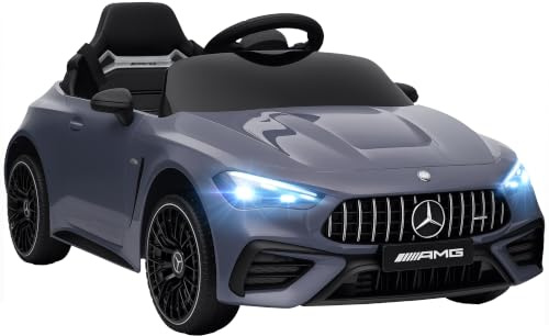 AIYAPLAY Kinder-Elektroauto 12V Mercedes-AMG MP3 Grau | 2,4-GHz-Fernbedienung, 2 Motoren, Soft-Start/Stop, Hupe, Federung, LED, Stützräder, für 3–6 Jahre