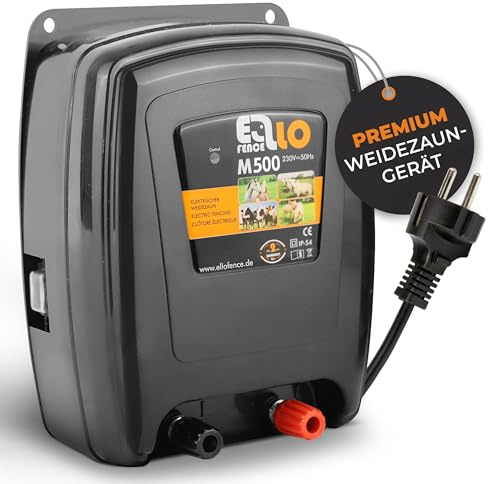 Ellofence Weidezaungerät 230V Netz (M500) - Extra starkes & leises Elektrozaungerät - Premium Weidegerät für alle Haus- und Nutztiere geeignet - Stromzaungerät mit Zaunkontrollanzeige