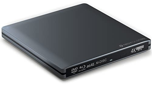 techPulse120 Externes UHD 4k 3D M-Disc BDXL USB 3.0 USB-C Laufwerk Blu-ray Brenner Burner Superdrive Slim BD DVD CD Ultra für Computer Notebook Ultrabook Windows Mac OS Apple iMAC Aluminium Grau