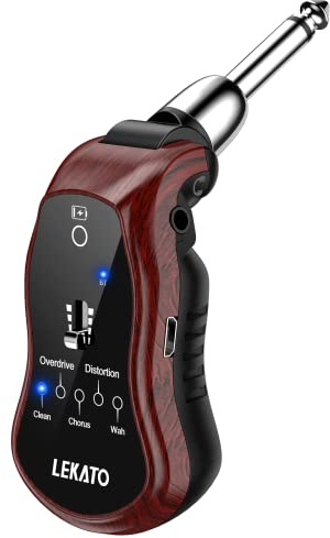 Gitarren-Kopfhörer-Verstärker, LEKATO Mini-Gitarrenverstärker, wiederaufladbarer Taschen-Gitarrenverstärker mit Bluetooth, Eingebaute Effekte, Clean Chorus Overdrive Verzerrung und Wah