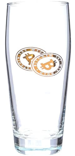 Glasveredlung Schmitz 6 Willibecher Willybecher Biergläser, Veredlerqualität, 0,5 Liter ohne Füllstrich, Golddekor Bitcoin ist wie Gold, 6 x 0,5 l