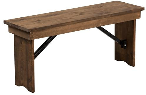 Flash Furniture Hercules Klappbank aus massivem Kiefernholz, 101,6 x 30,5 cm, Antik-Optik