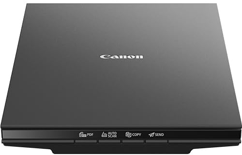 Canon LiDE 300 Scanner CanoScan Flachbettscanner DIN A4 (2.400 x 2.400 DPI, 4 Scantasten, Stromversorgung über USB, ca. 10 s/Farbseite 300 DPI, 48 Bit interne Farbtiefe), schwarz